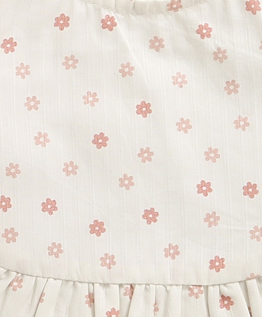 Organic Cotton Rosy Charm Bib & Bonnet- White