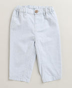 Baby Boys Blue Stripes Cotton Co-ord Set - White & Blue
