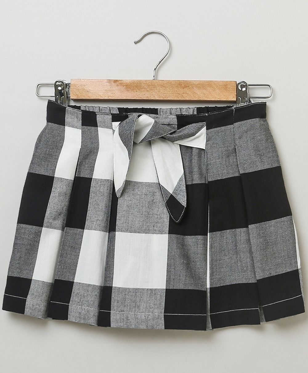 Checkered Organic Cotton Skort -  White & Black