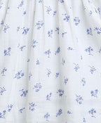 Baby Girls Blue Floral Printed Cotton Dress with a Bloomer - White