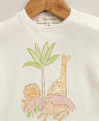 The Sunset Safari Cotton Co-ord Set - White & Pink