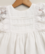Ivory Blossom Lace Linen Dress & Bloomer - White