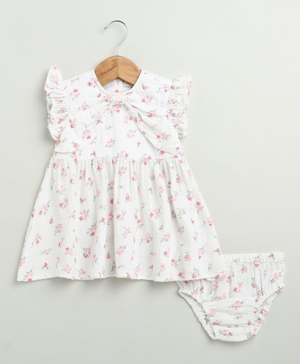 Pink Floral Print Organic Cotton Co-ord Set - White