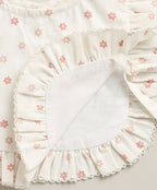 Organic Cotton Rosy Charm Bib & Bonnet- White
