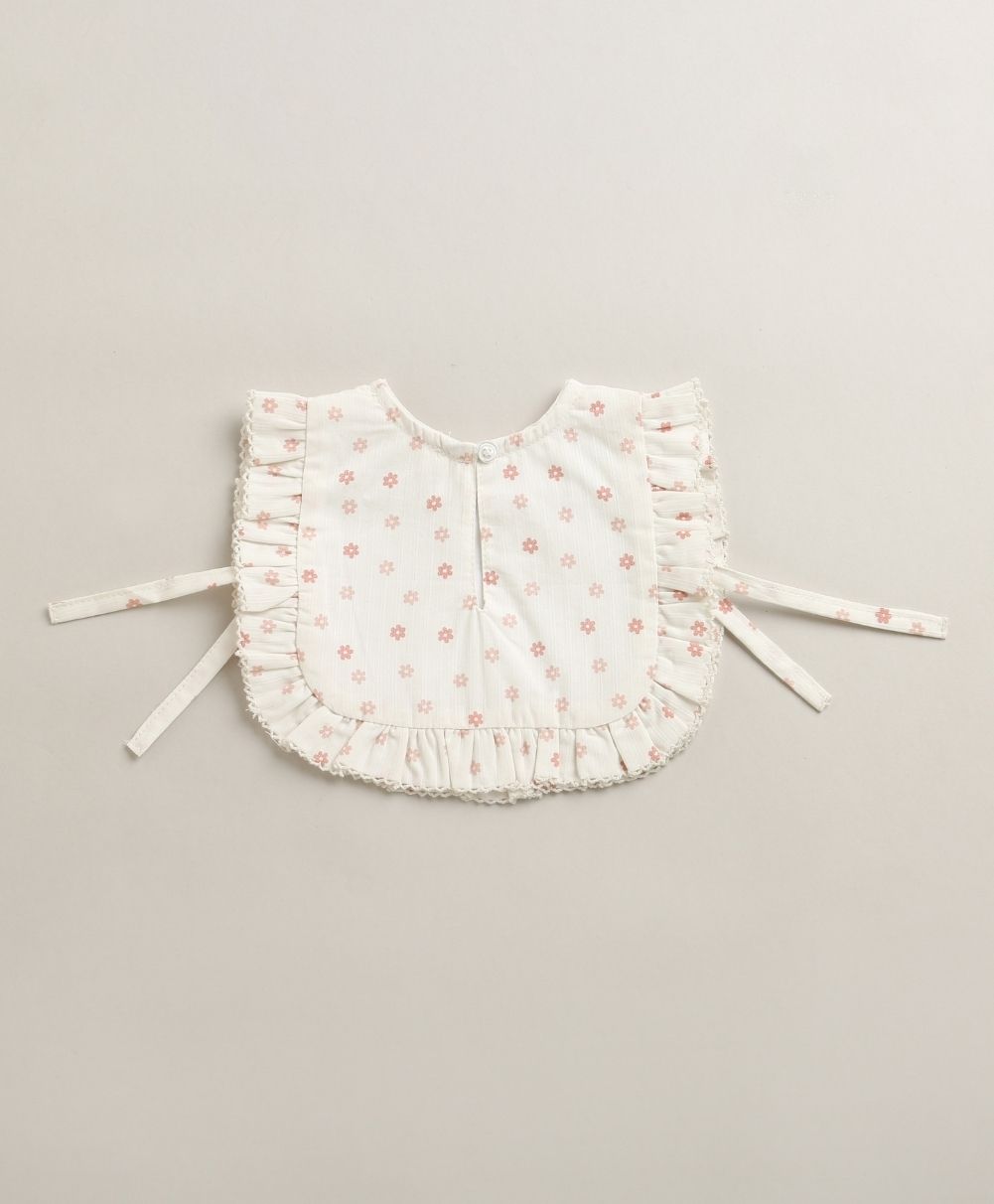 Organic Cotton Rosy Charm Bib & Bonnet- White