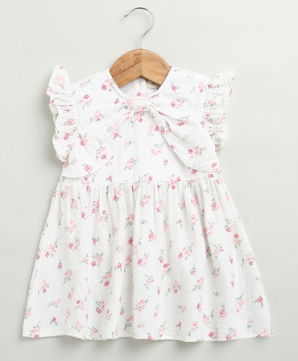 Pink Floral Print Organic Cotton Co-ord Set - White