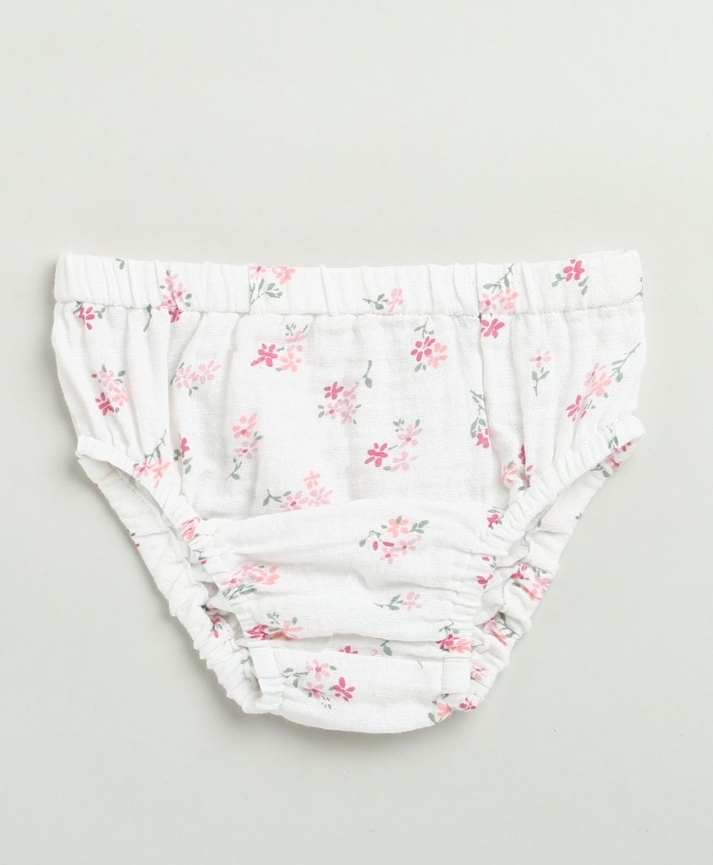 Pink Floral Print Organic Cotton Co-ord Set - White
