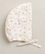 Organic Cotton Rosy Charm Bib & Bonnet- White