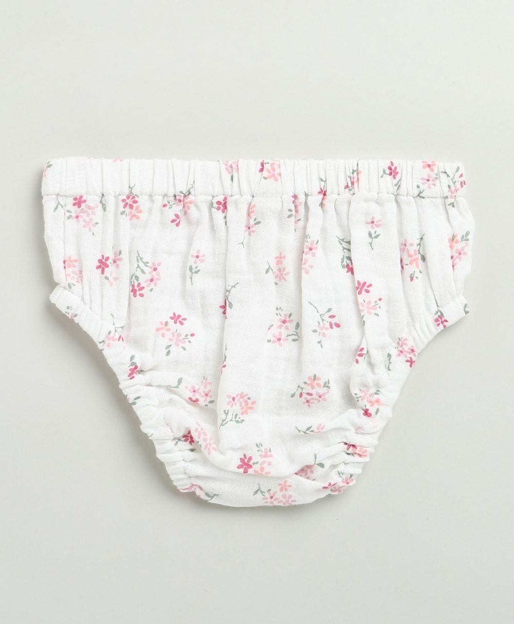 Pink Floral Print Organic Cotton Co-ord Set - White