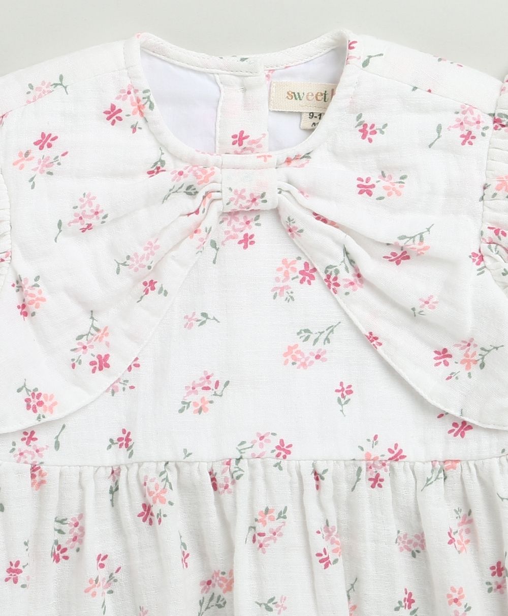 Pink Floral Print Organic Cotton Co-ord Set - White