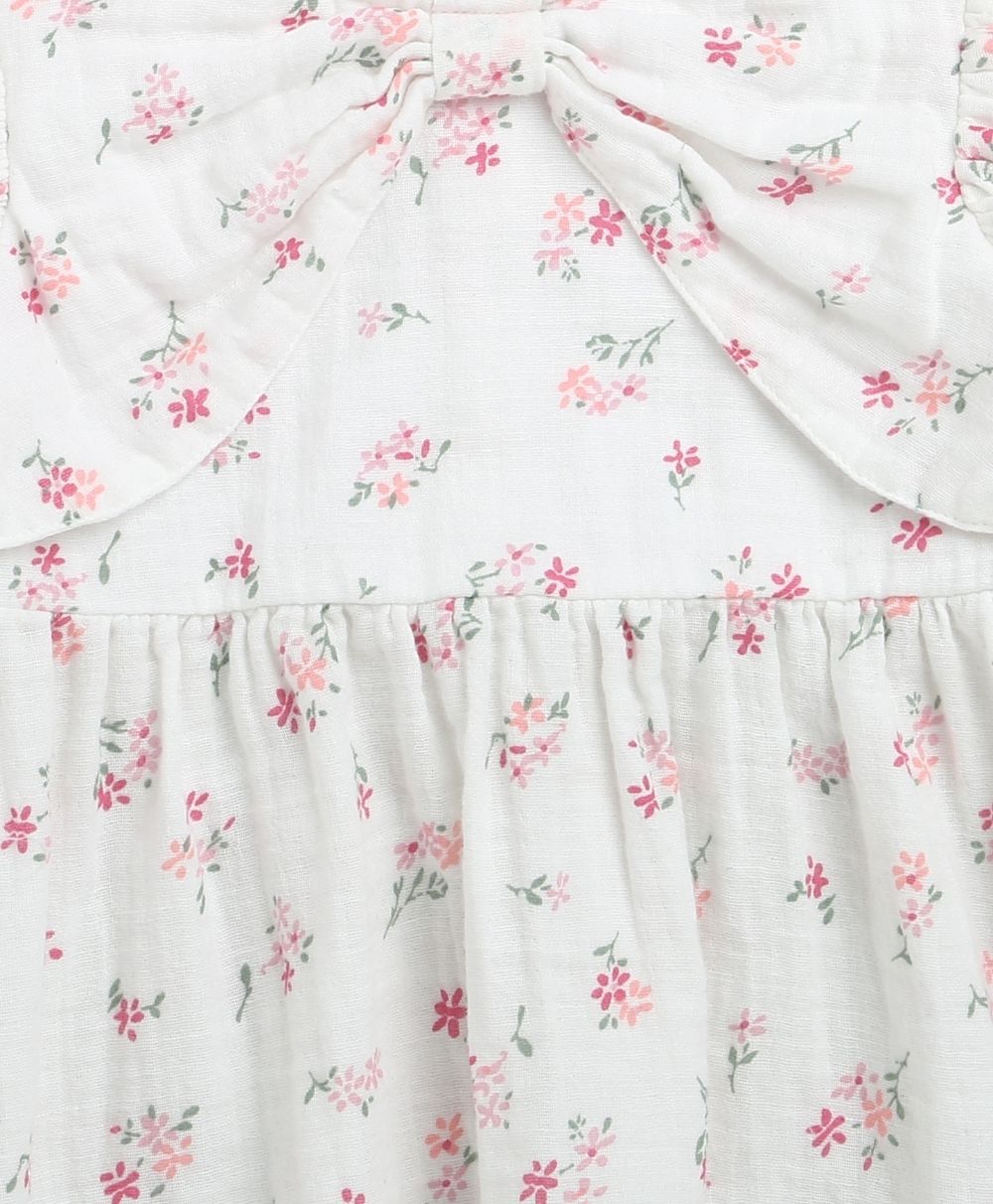 Pink Floral Print Organic Cotton Co-ord Set - White