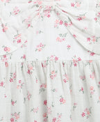 Pink Floral Print Organic Cotton Co-ord Set - White