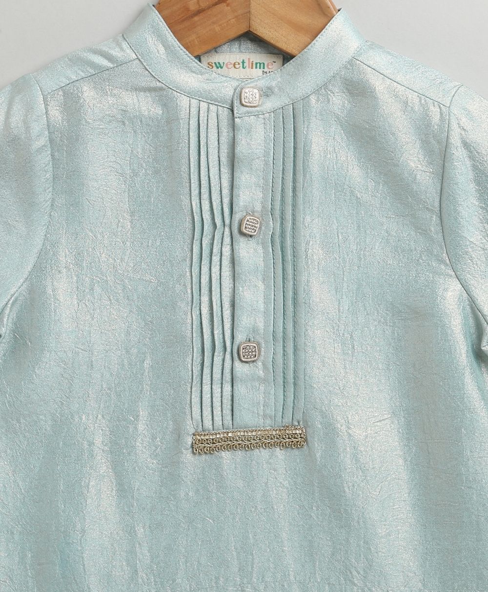 The Crystal Breeze Pleated Set - Sky Blue & White