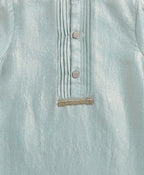 The Crystal Breeze Pleated Set - Sky Blue & White