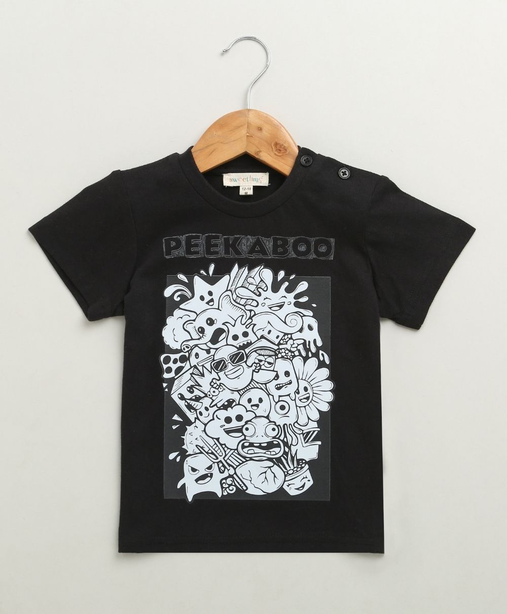 Unisex Peekaboo T-shirt - Black - Streetwear - Black