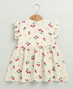 Cherry Print Organic Cotton Co-ord Set - Beige