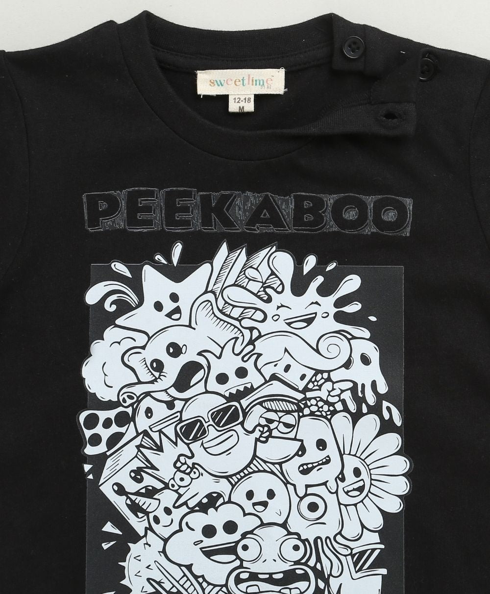 Unisex Peekaboo T-shirt - Black - Streetwear - Black