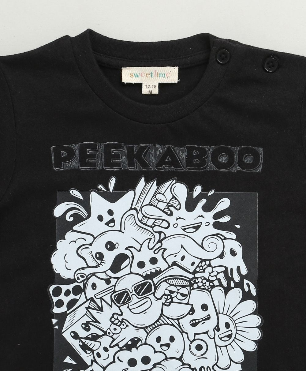 Unisex Peekaboo T-shirt - Black - Streetwear - Black