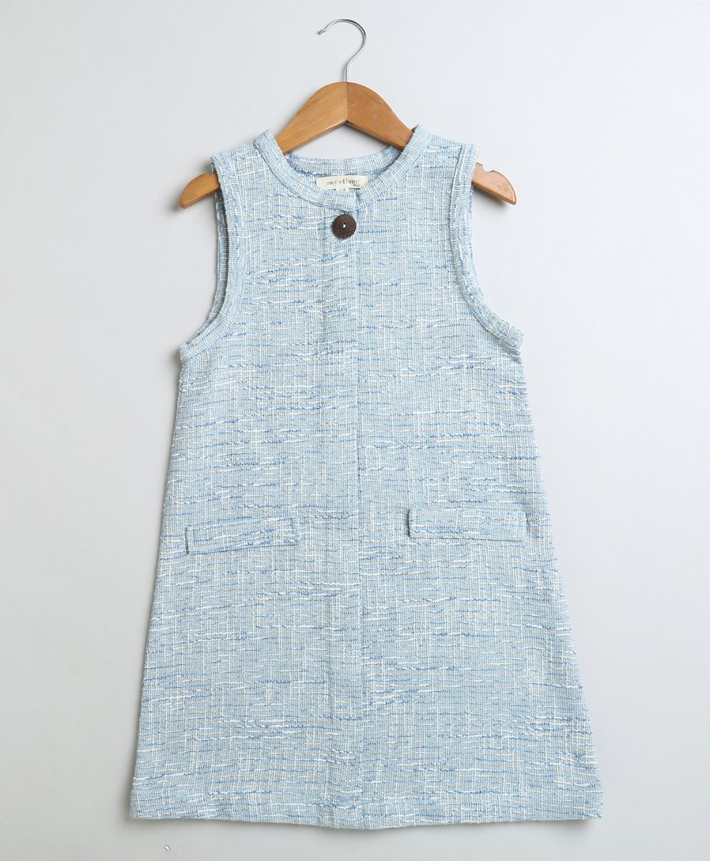 Baby Blue Sleeveless A-line Dress - Baby Blue