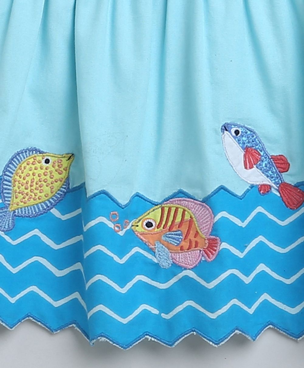 Sleeveless Cotton Dress and Bloomer Coord Set - Sky Blue