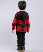 Sweetlime By As Checks Cotton Flannel Hoodie Long Sleeve Shirt detachable hoodie - Red & Black