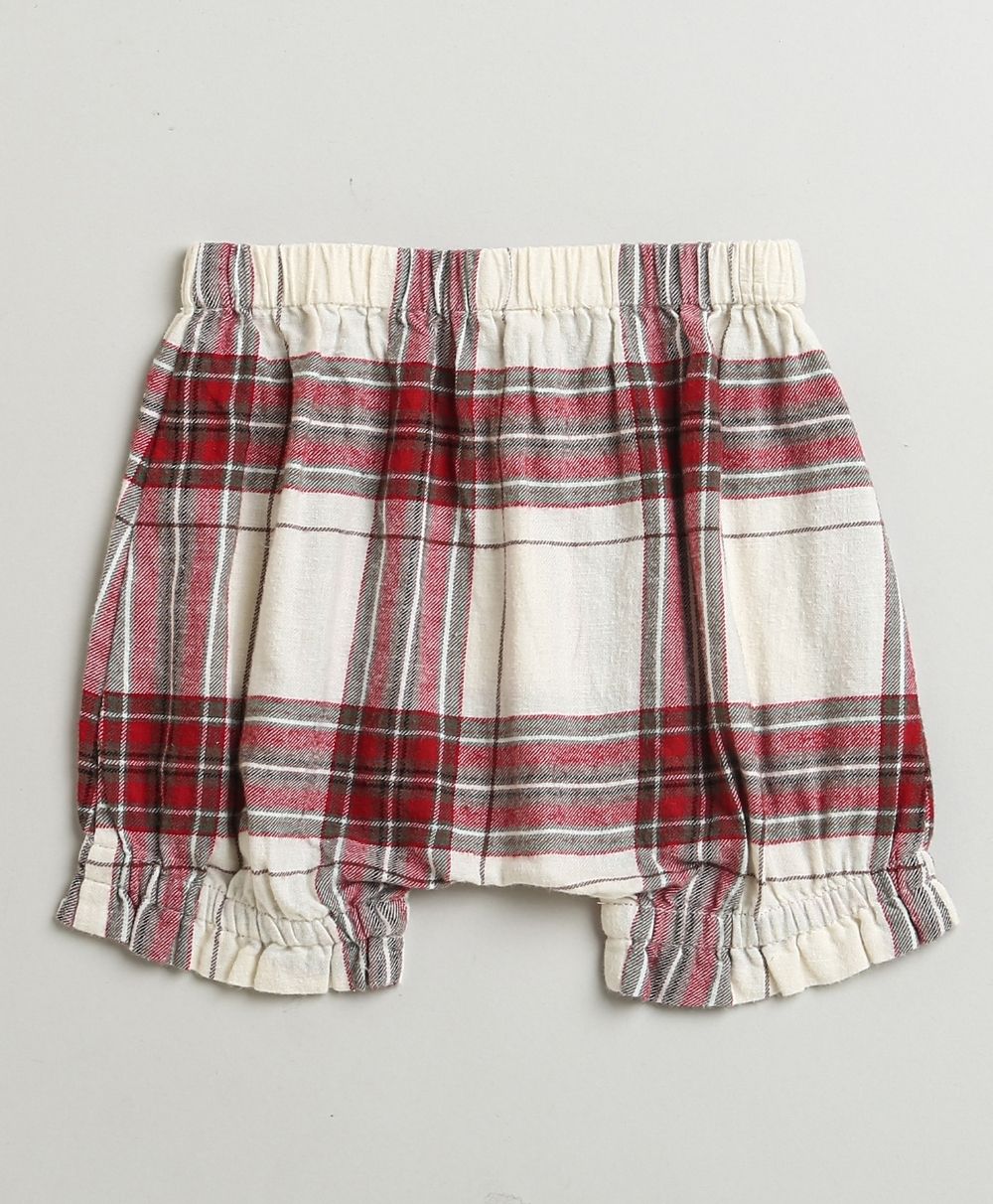 Classic Plaid Ruffle Sleeve Top and Shorts Co-ord Set - White &  Red