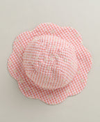 Baby Girls Gingham Daisy Organic Cotton Co-ord Set with a Hat - Soft Pink