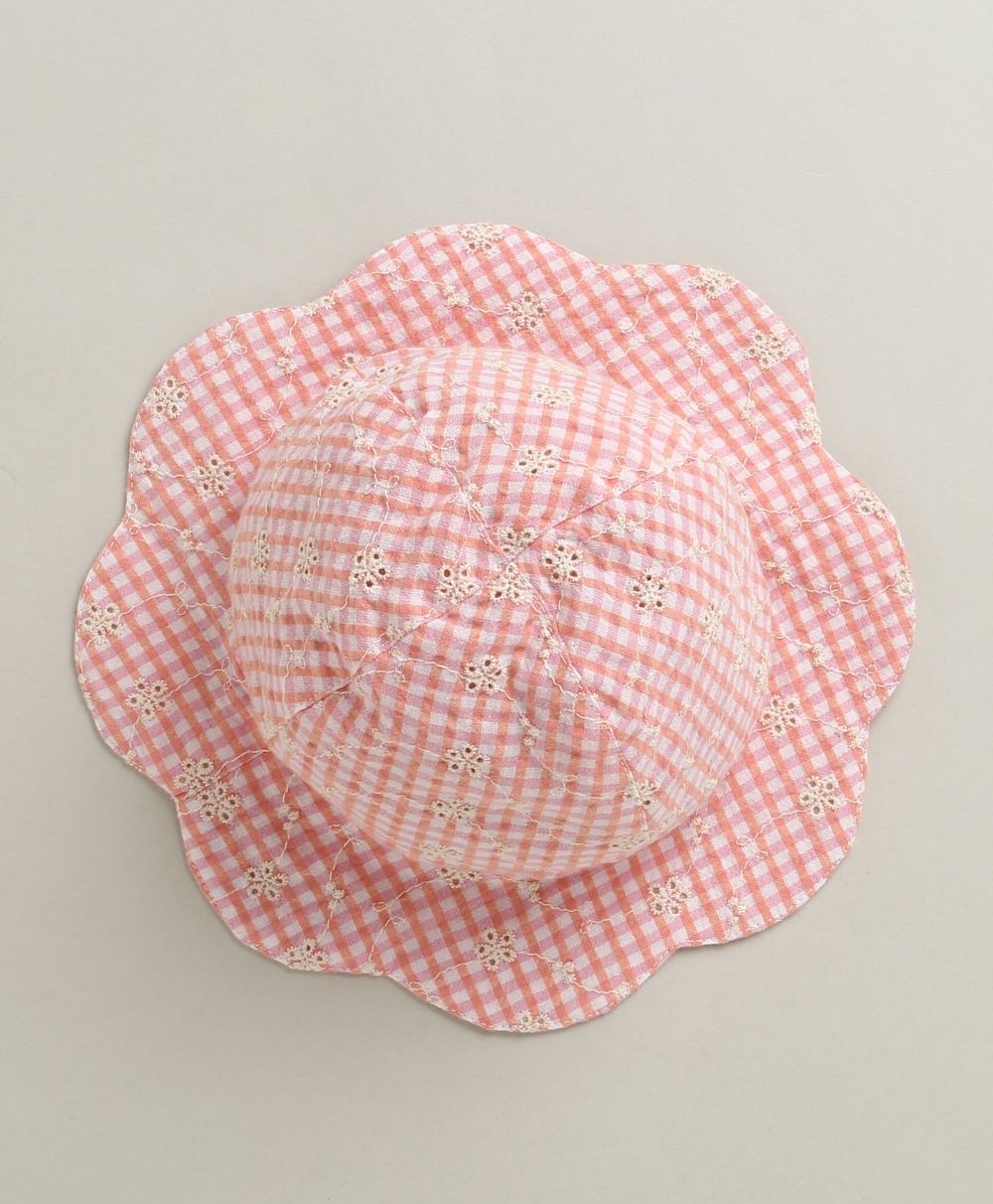 Baby Girls Gingham Daisy Organic Cotton Co-ord Set with a Hat - Soft Pink