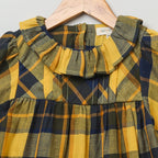 Long Sleeves Plaid Flannel Dress - Yellow & Black