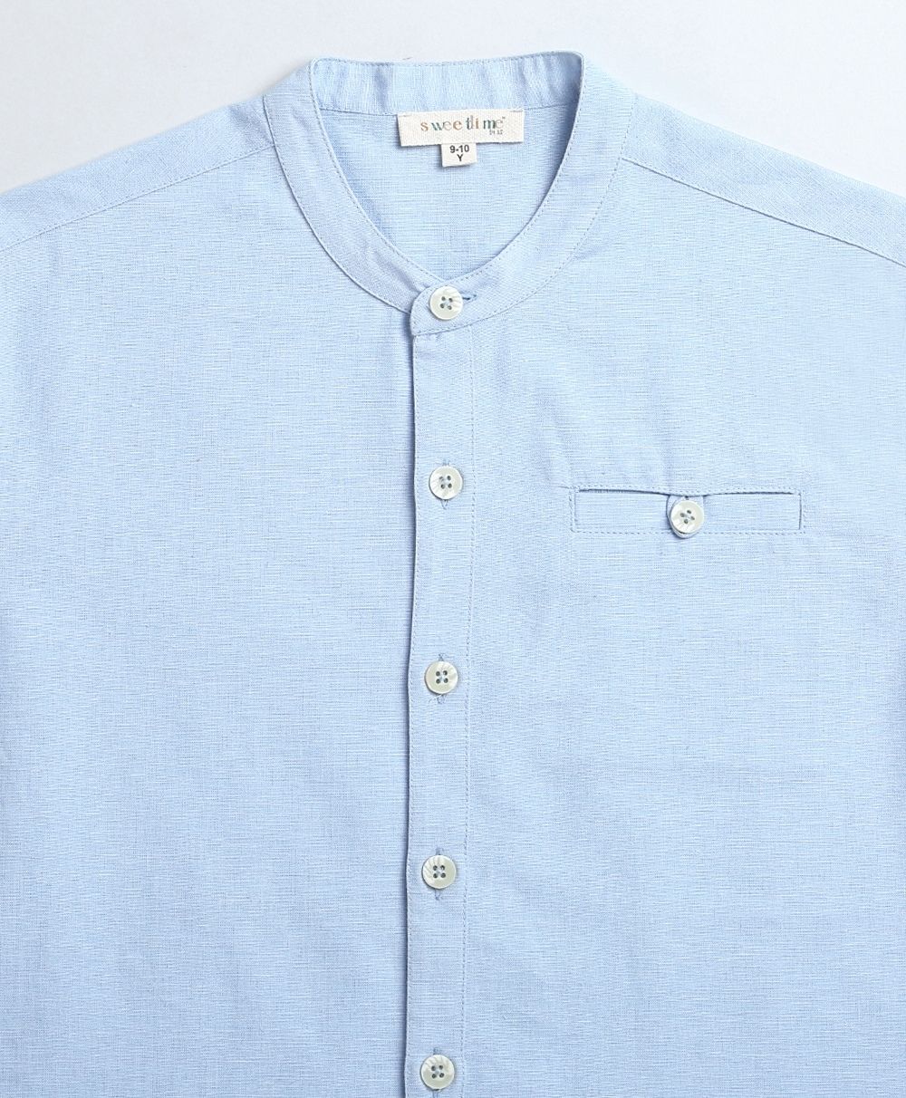 Cotton Linen Shirt - Blue