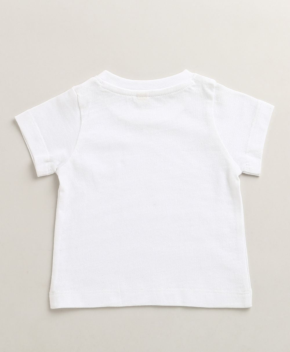 The Little Farmhouse Plaid Organic Cotton Romper & White T-shirt Set - Pink & Beige