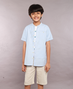 Cotton Linen Shirt - Blue