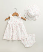 Cherry Petal Co-ord Set With A Hat - White