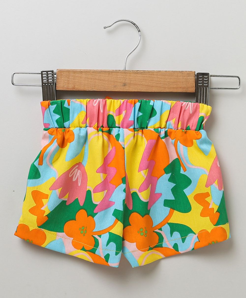 Multicoloured printed Cotton Twill Shorts - Multicoloured