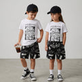 Unisex Peekaboo T-shirt & Graffiti Cotton Elastane Shorts - Streetwear - White & Black