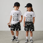 Unisex Peekaboo T-shirt & Graffiti Cotton Elastane Shorts - Streetwear - White & Black
