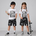 Unisex Graffiti Cotton Elastane Shorts - Streetwear - Black