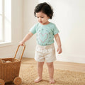 Lucky Heart T-shirt & Bow-Tie Cotton Twill Shorts Co-ord Set - Blue & White
