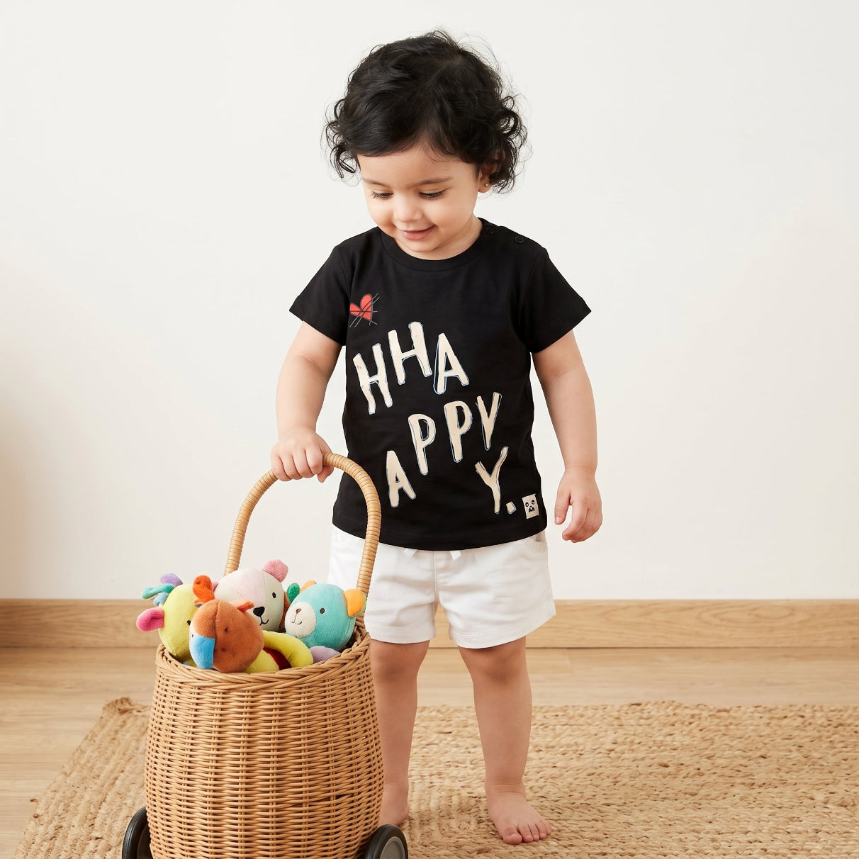 HHA-PPY Vibes Cotton Black T-shirt - Streetwear - Black
