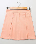 Ruffled Blouse & Striped Skirt - White & Peach