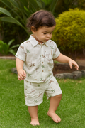 Tropical Vibes Cotton Slub Co-ord Set - White