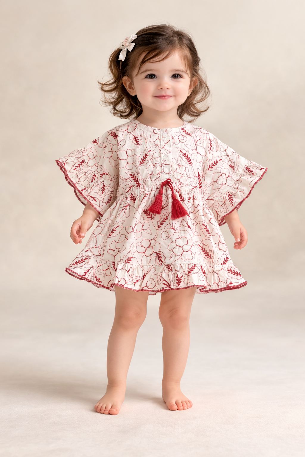 Scarlet Bloom Organic Cotton Kimono Dress - Off White
