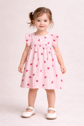 Strawberry Picnic Organic Cotton Baby Dress – Pink