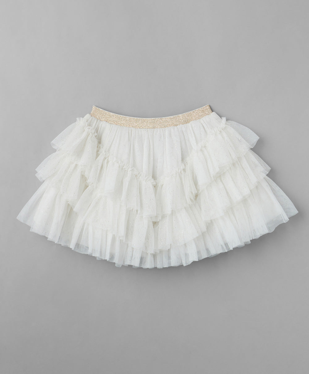 Sparkle Mesh Party Skirt - White