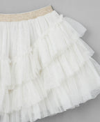 Sparkle Mesh Party Skirt - White