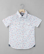 Umbrella Print Cotton Shirt - White