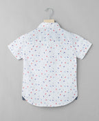 Umbrella Print Cotton Shirt - White