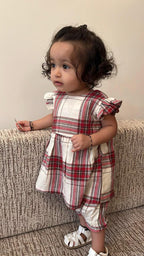 Classic Plaid Ruffle Sleeve Top and Shorts Co-ord Set - White &  Red