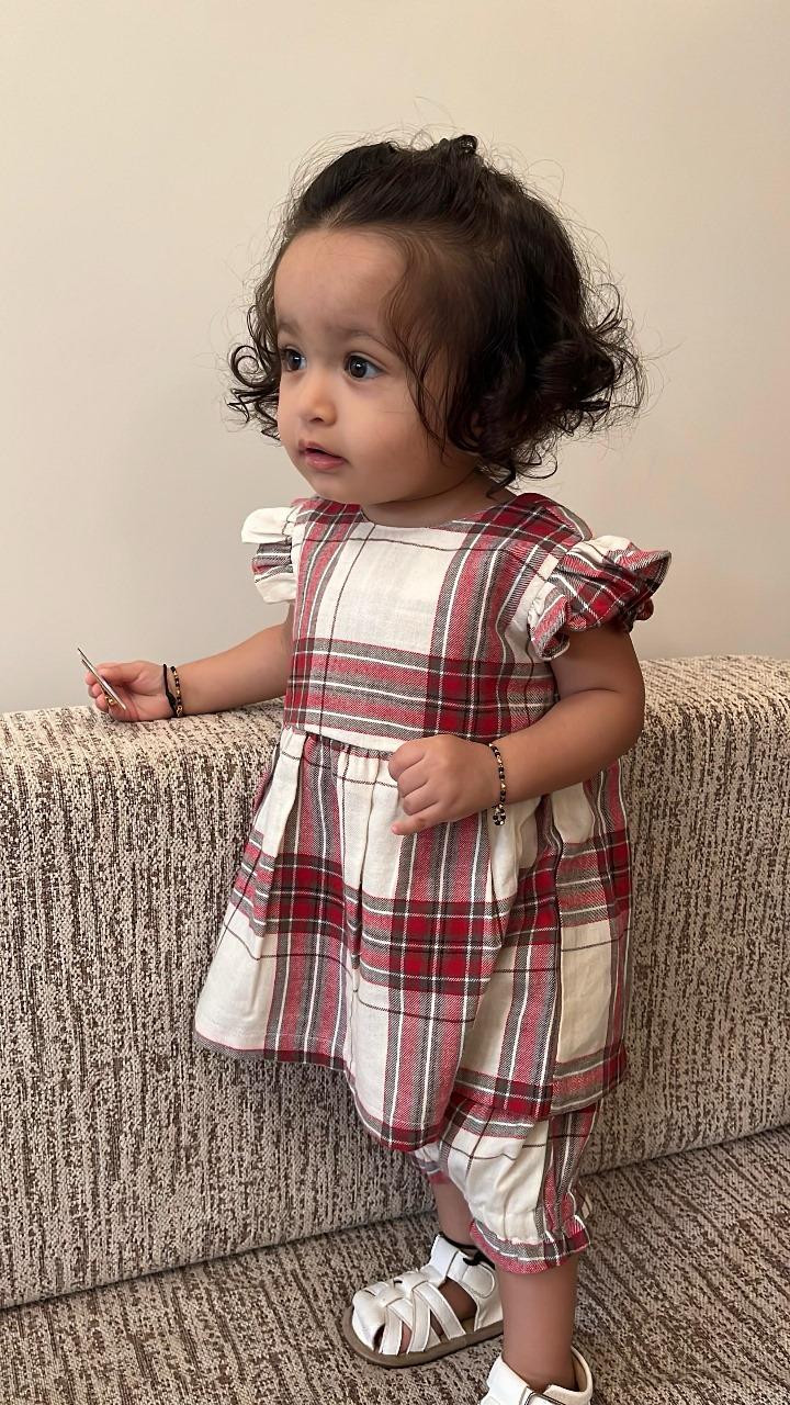 Classic Plaid Ruffle Sleeve Top and Shorts Co-ord Set - White &  Red