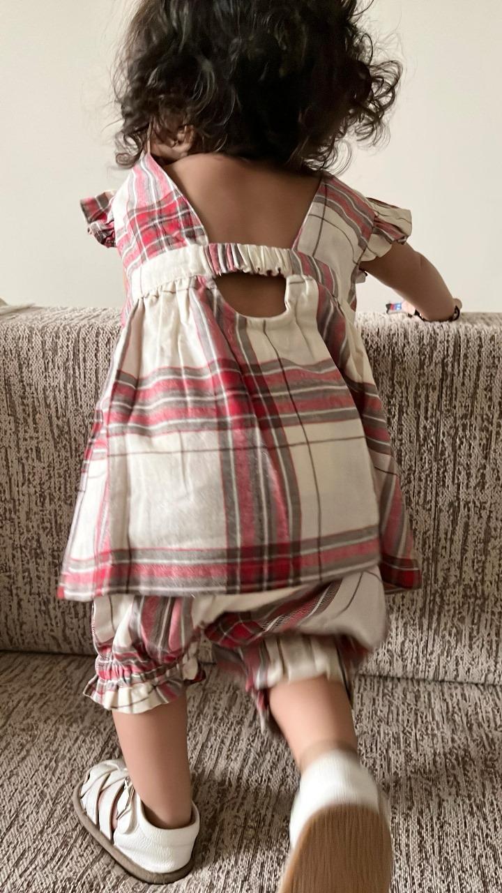 Classic Plaid Ruffle Sleeve Top and Shorts Co-ord Set - White &  Red